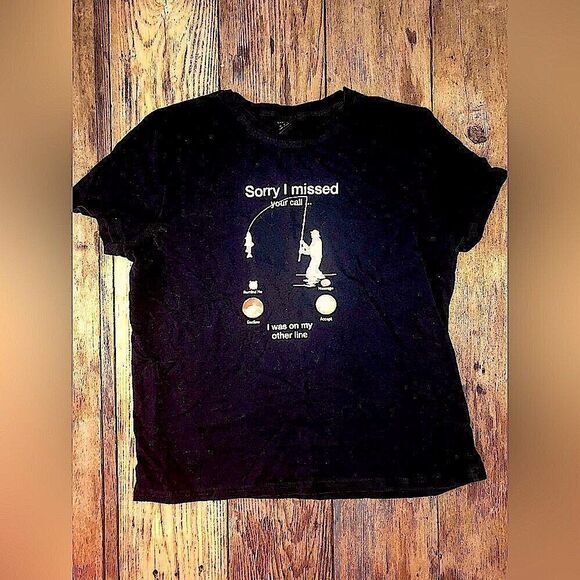 Unisex! Summer Leisure Fun Fishing & Unanswered Call Print T-Shirt - Picture 4 of 4